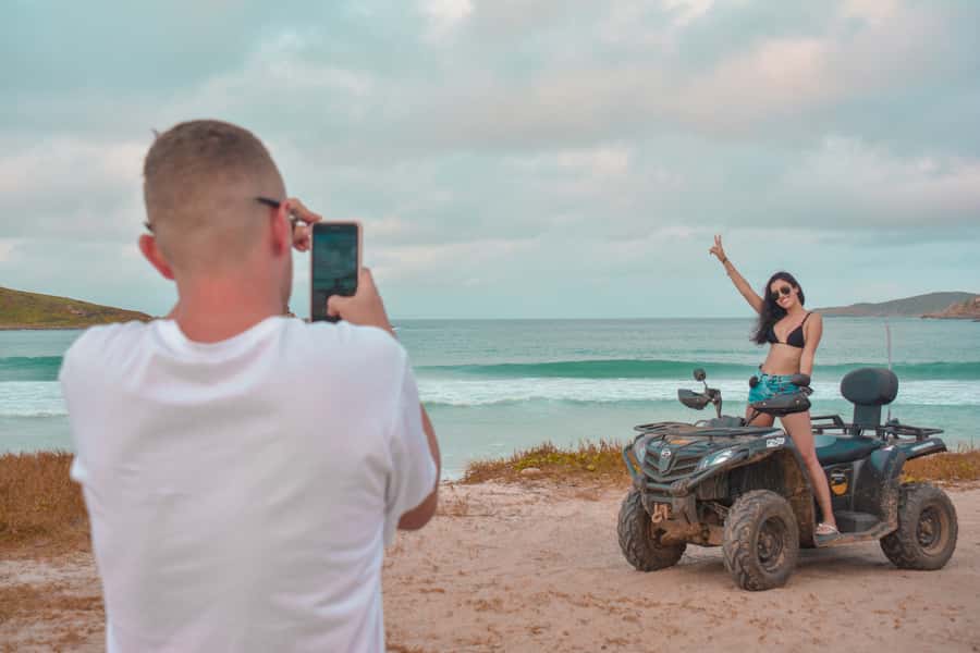 Arraial do Cabo: ATV Quad Bike Tour - The Arraial Portico and the Finish at Praia Grande Sandbank