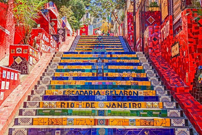 CityTour Rio de Janeiro -Christ Redemptor-Santa Teresa- Escadaria - Escadaria Selarón stairs, mosaic energy at the finish