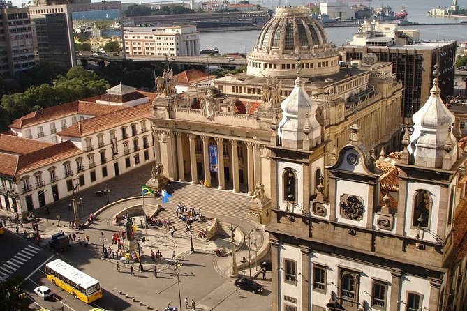 Downtown Ancient Rio Tour with Hotel pick-up and drop-off - Cinelandia Square: the civic Rio photo stop with big building names