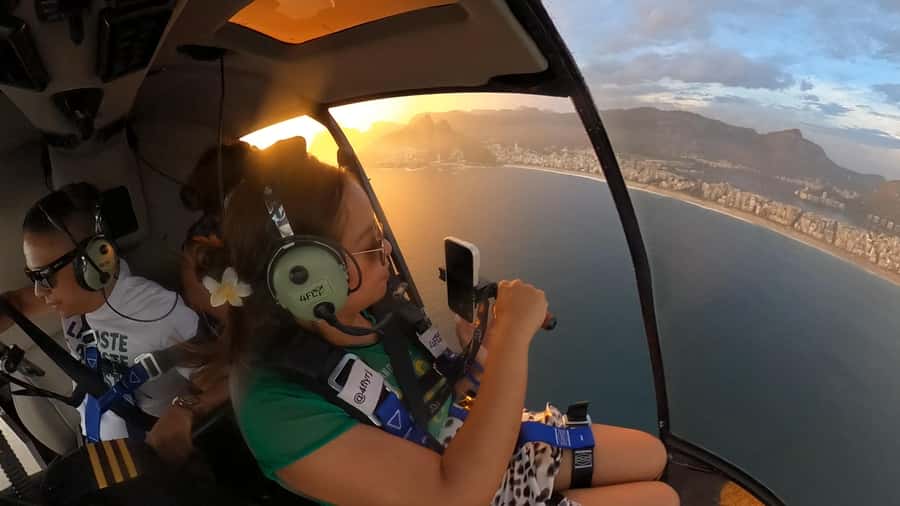 Helicopter flight no doors in Rio de Janeiro - The main event near Christ the Redeemer and the shoe selfie moment